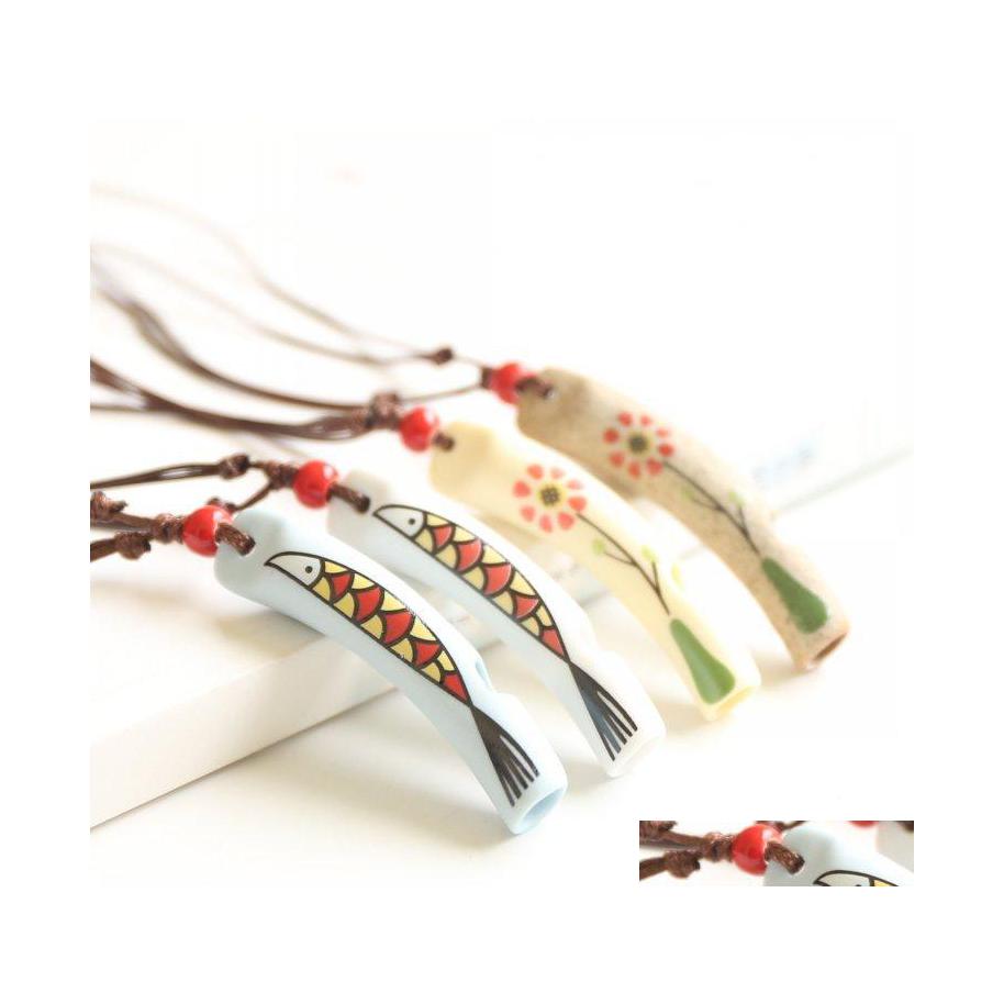 

Pendant Necklaces Ceramic Jewelry Necklace Female Portrayal Fish Geometric Sweater Chain Ethnic Style Accessories Gift Luckyhat Drop Dhx62