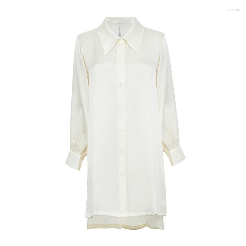 

Women's Sleepwear Real Silk Women's Pajamas Sexy Nightwear Shirt Mulberry 19mm, Ivory