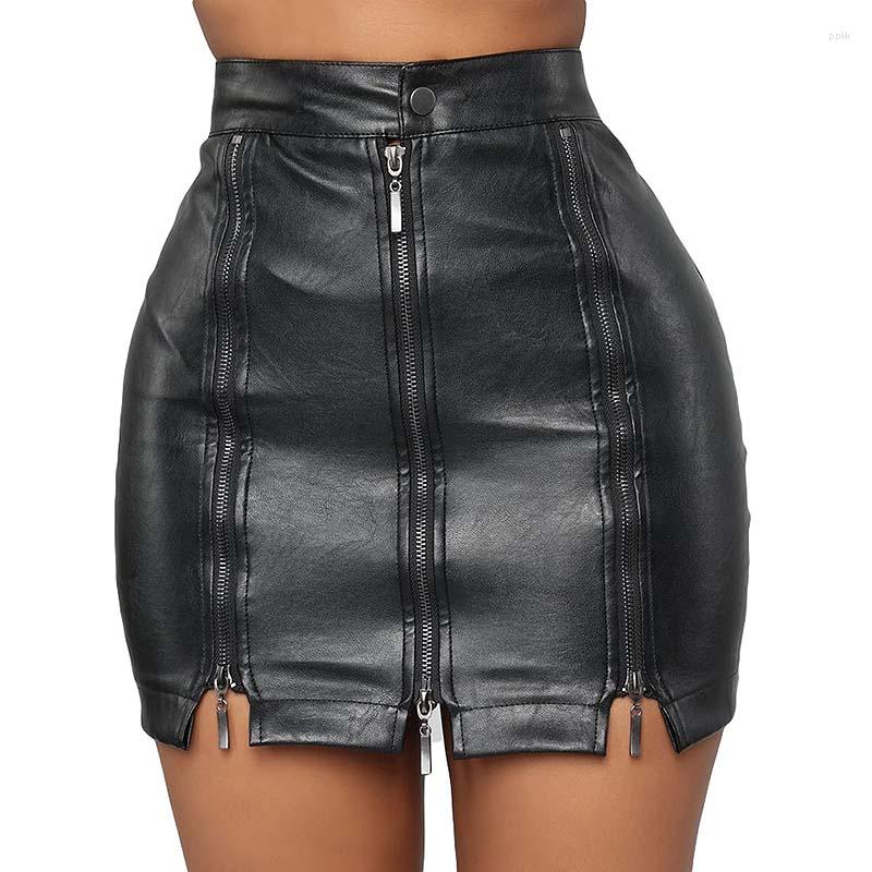 

Skirts Lady Sexy Slim Package Hip Mini Pu Skirt Prom Nightclub Party Bar Dating Faux Leather Women Clothes Black Dropship Wholesale