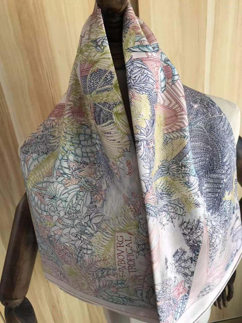 

Scarves 2023 Arrival Fashion Elegant Pink Garden Silk Scarf 90 Cm Square Shawl Twill Wrap For Women Lady Girl