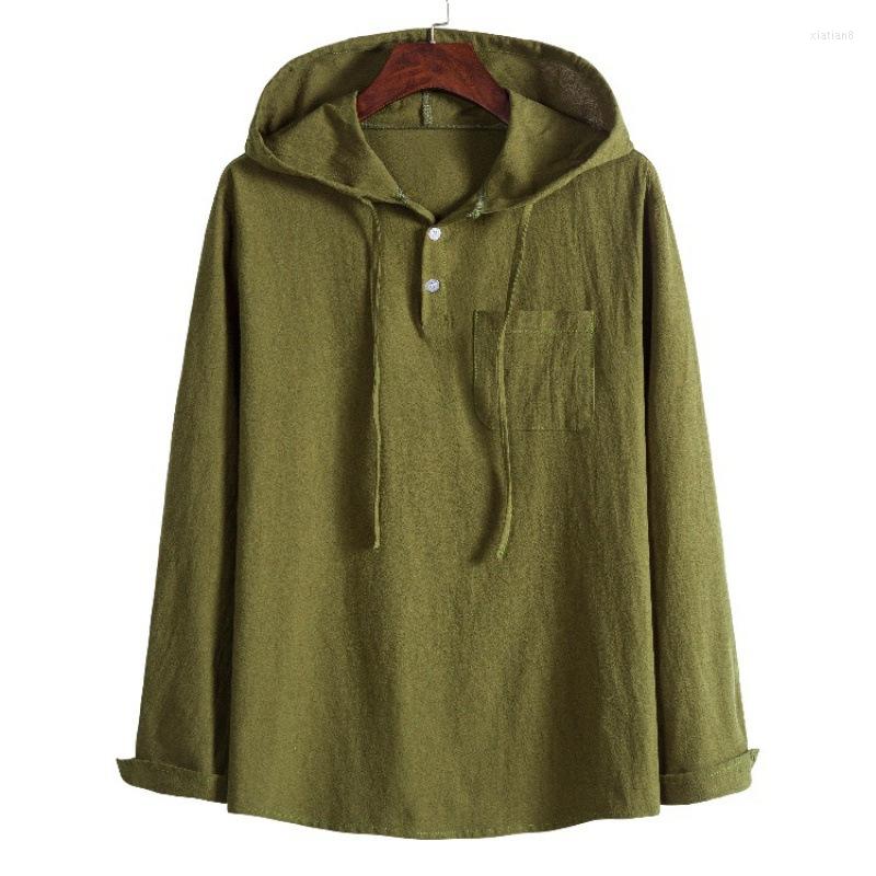 

Men' Casual Shirts 2023 Men' Hooded Solid Color Pullover Shirt, Black