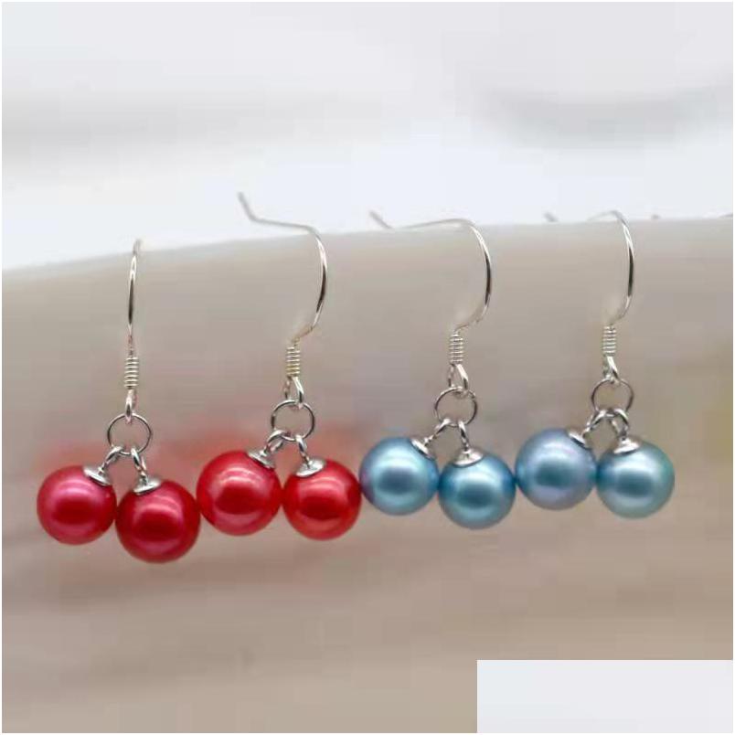 

Dangle Chandelier Freshwater Ctured Double Round Pearl Earrings Dyed Color Pearls With 925 Sterling Sier Hoop High Quality Jewelry Dhc9G