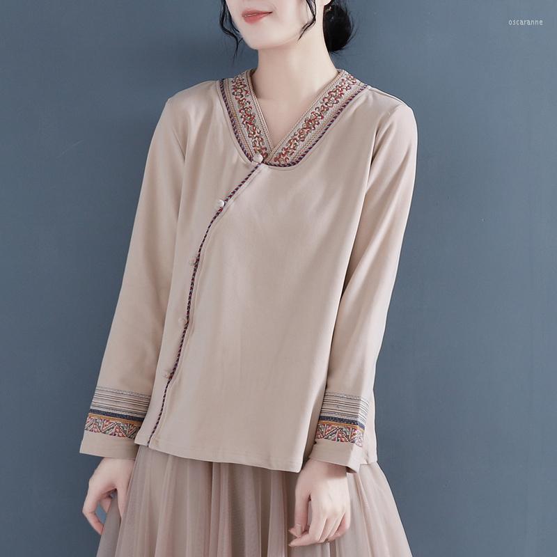 

Ethnic Clothing Chinese Style Women Clothes 2023 Cheongsam Top Traditional Shirt Blouse Cotton Hanfu Ladies Tops 31807