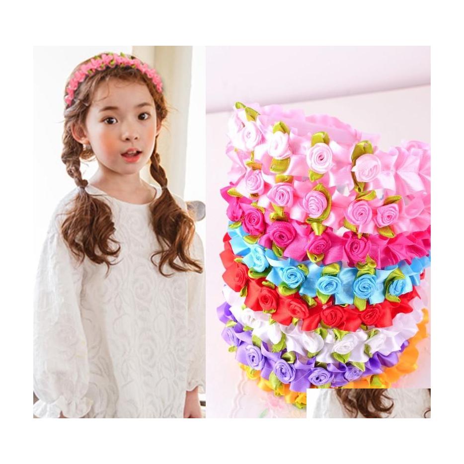 

Headbands Fashion Children Girls Wedding Flower Bride Wreath Floral Garlands Headband Headdress Hair Band Beach Accessories 35 D3 Dr Dhxsr