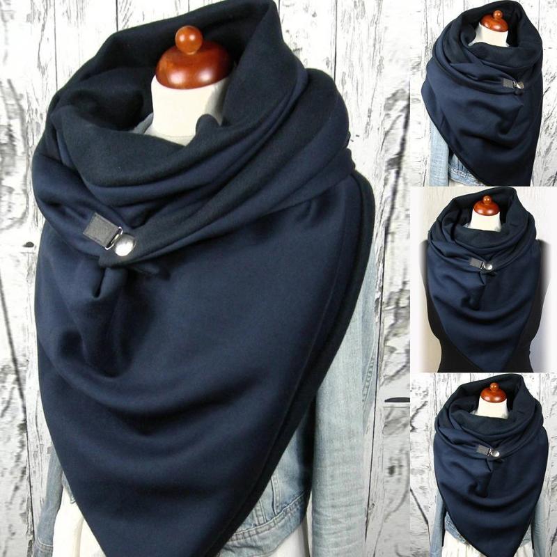 

Scarves Fashion Women Autumn Winter Solid Color Button Soft Wrap Thick Warm Scarf Shawl Casual Clothing Accessories