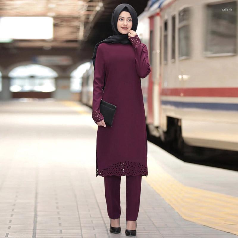 

Ethnic Clothing Israeli Muslim Women's Suit Abaya Two-piece Saudi Arabia Arab Emirates Islamic Long Skirt Contains Tops Pants
