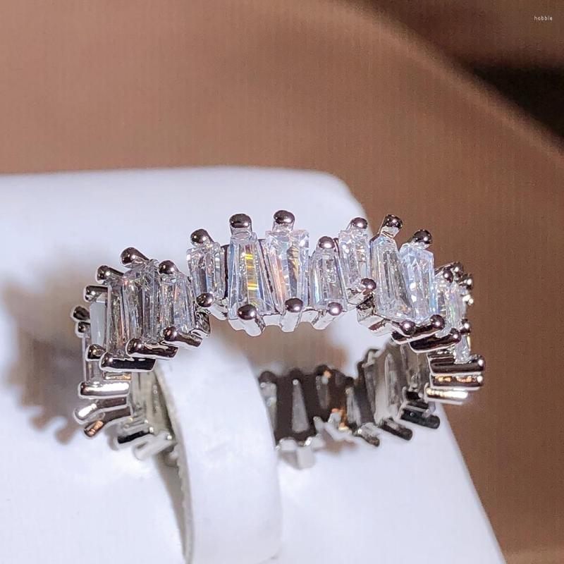 

Cluster Rings 2023 Irregular White Zircon Ring For Women's Jewelry Wedding Bridal Party Finger Decoration Couple Silver