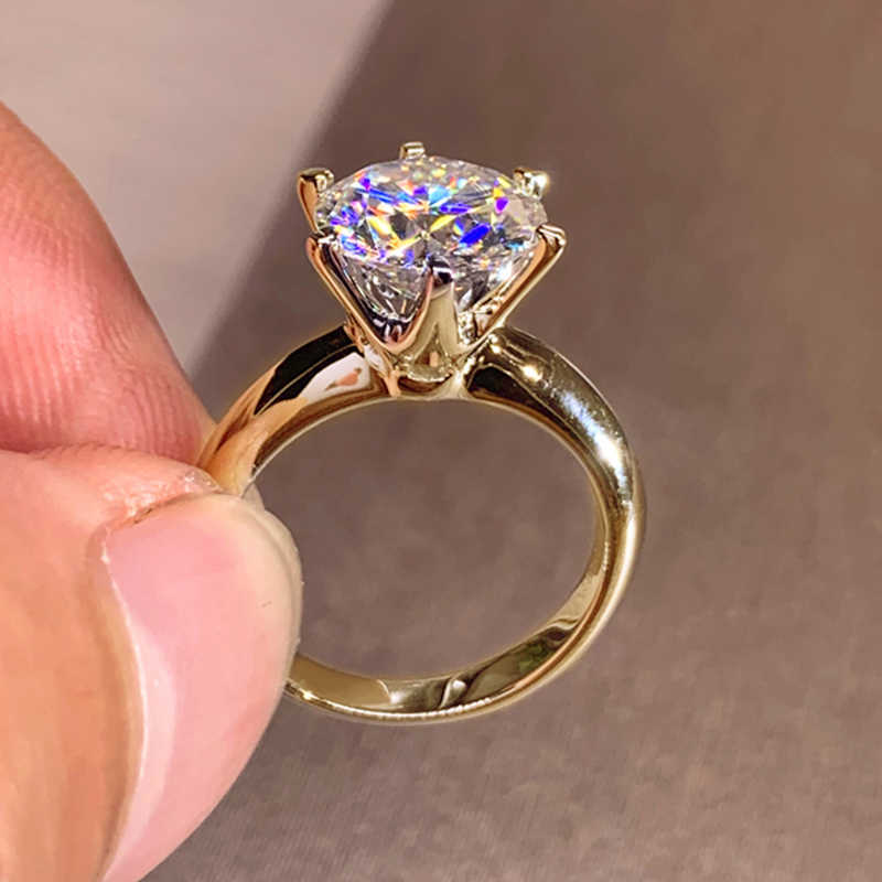 

Solitaire Ring 3ct Diamond Woman Silver 925 Yellow Gold Moissanite Engagement Wedding 2ct moissanite with Certificate Y2302
