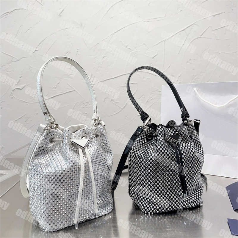 

Designers Full Diamond Handbag Fashion Bucket Bag Small Cross Body Bags Luxury Wallet Leather Shoulder Bag, White