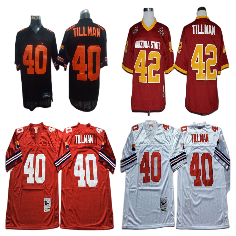 

Vintage Mitchell Ness Pat Tillman Football Jerseys Home Red White 42 Pat Tillman Stitched Shirt, Same as picture
