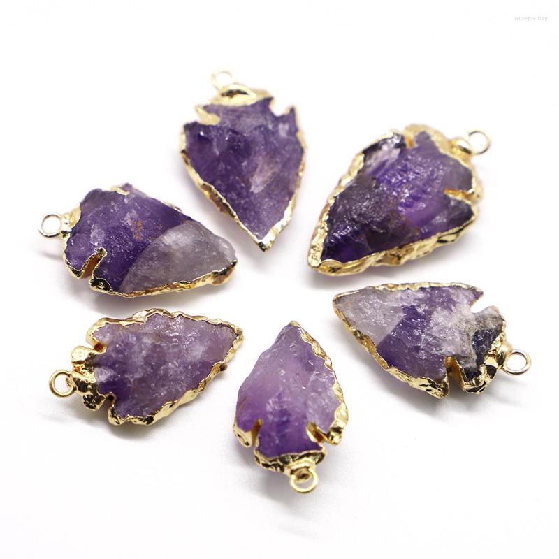

Pendant Necklaces Fashion 6Pcs Natural Raw Ore Stone Amethyst Arrow Head Pendants Rough For Healing Point Charm Necklace Jewelry Accessories