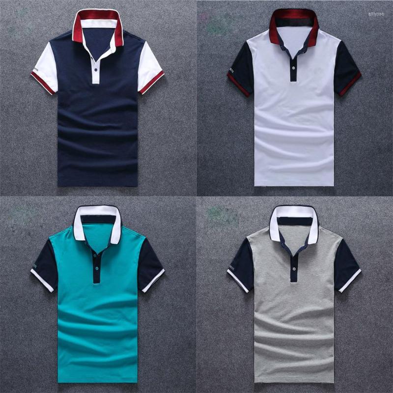 

Men's Polos Summer Men Polo Shirt Short Sleeve Classic Solid Crocodile Brands Embroidery Breathable Tops Tees Cotton Shirts, Blue