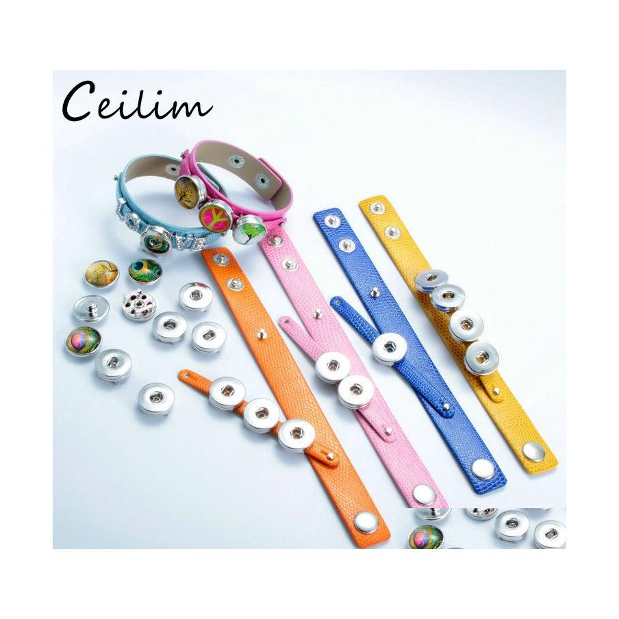 

Link Chain Pu Leather Bracelet Bangle Jewelry 18Mm Snap Button Handmade Genuine Wrap Charm For Diy Drop Delivery Bracelets Otjhf