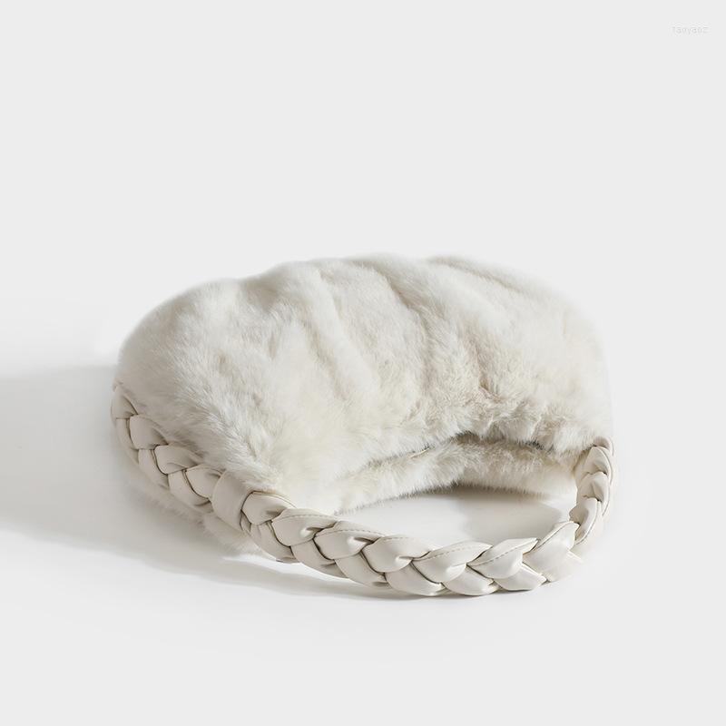 

Evening Bags Faux Fur Women's Tote Bag Furry Plush Shoulder Messenger For Women Designer Luxury Soft Top Handbags Warm Purses Sac, Blue