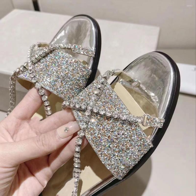 

Slippers Crystal Diamonds Flat Women Genuine Leather Heels Outdoor Casual Shoes Ladies Dress Mules Pumps, As pic