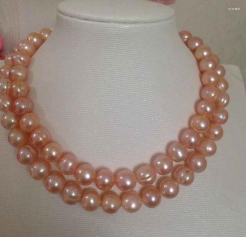 

Chains Jewelry Double Strands12-13mm South Sea Baroque Gold Pink Pearl Necklace18"