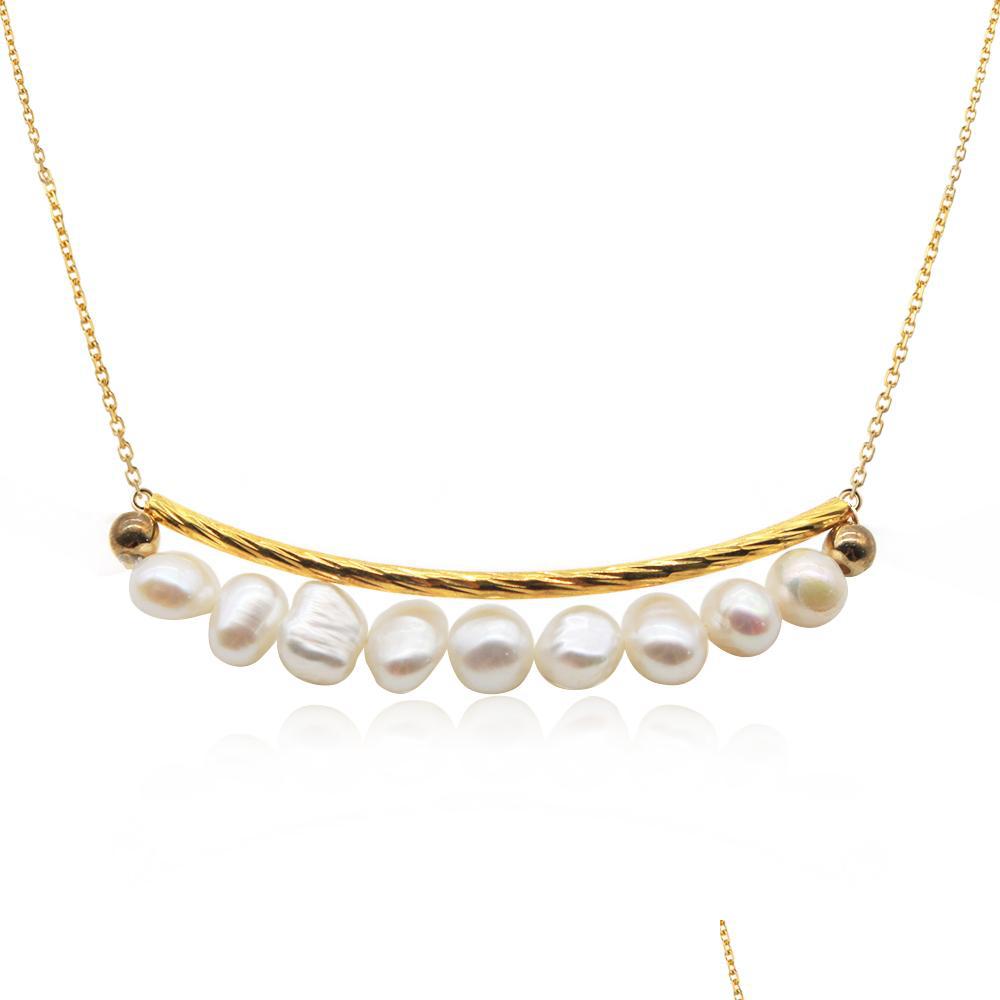 

Pendant Necklaces Smile Style Pearl Necklace Gold Plated Link Chain 18Inch Jewelry For Women Gifts Drop Delivery Pendants Dhodk