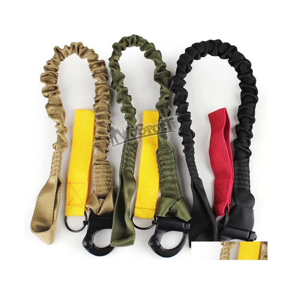 

Tactical Sling Hunting Spring Single Point Paintball Gear Airsoft Accessories Molle System Elastic Safety Lanyard Line For Drop Deli Dhcbq, Coffee