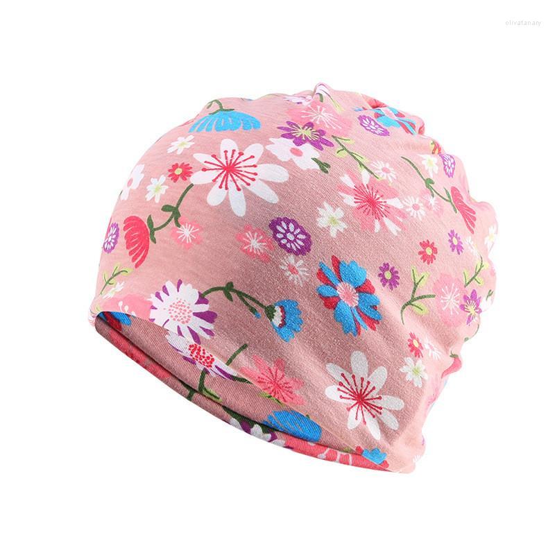 

Berets 2023 Cotton Autumn Winter Skullies Cap Beanie Hat Flower Print Turban Scarf Dual Use For Men And Women 58, Black