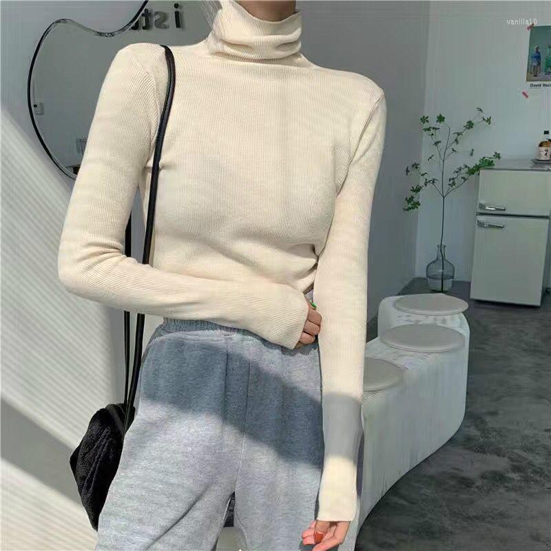 

Women's Sweaters 2023 Spring And Autumn Solid Color Female Turtleneck Pullover Sweater Ladies Versatile Slim Bottoming Shirt, Black