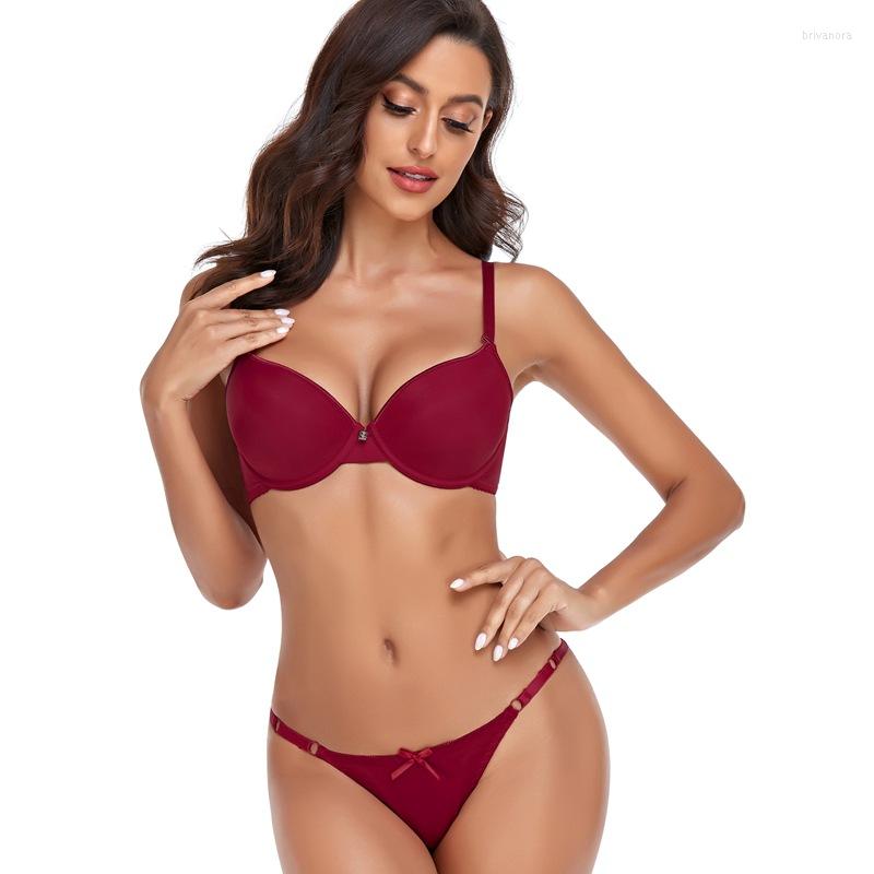 

Bras Sets European-American Large Size Bra Seamless Underwear Ladies Push Up Lingerie Anti-sagging Sexy, Brown