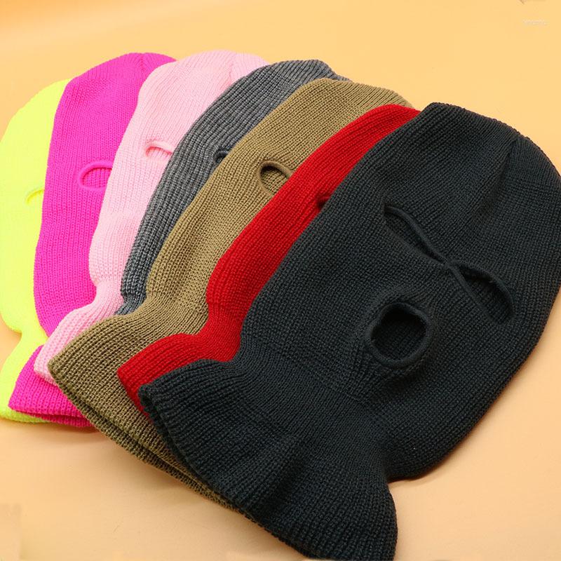 

Motorcycle Apparel 2023 3-Hole Knitted Full Face Cover Ski Mask Winter Warm Hat Cap Headwear For Outdoor Sports