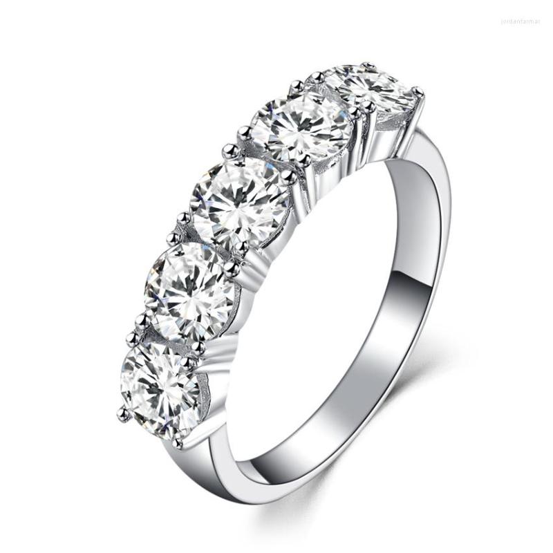 

Cluster Rings Five Stones 2.5Ct Diamonds Engagement Ring Wedding Band Solid Platinum 950 White Gold Jewelry