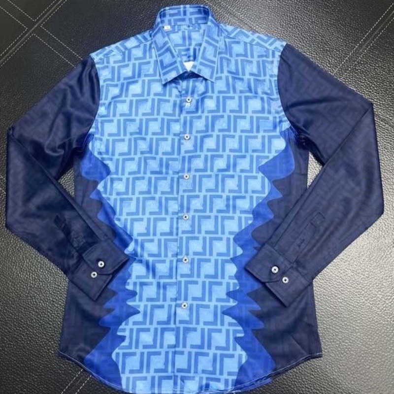 

High version mens casual shirt long-sleeved tshirt fd designer shirts letter-printed contrast silk Shirt thin jacket