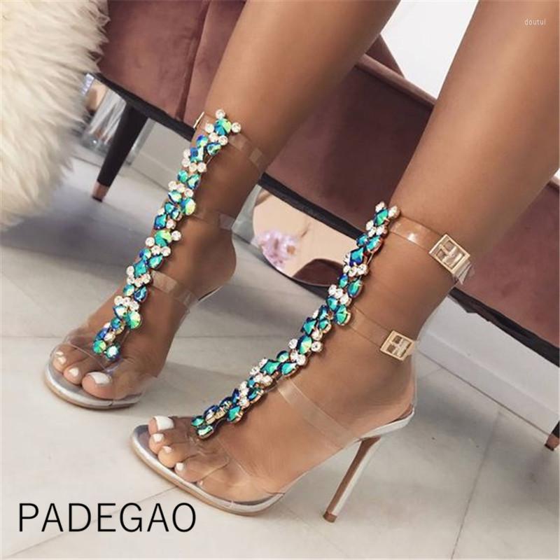 

Sandals Women 2023 Luxury Party Elegant Wedding High Heels Sandels Sexy Crystal Pumps Transparent Shoes, Picture shown