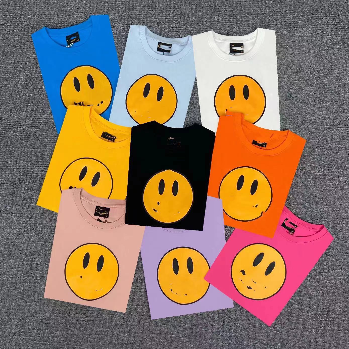 

Women's T-shirt Boutique Designer 2023 Spring And Summer Top Cotton Smiley Face T-Shirt Casual Round Neck Pullover Short Sleeve Fashion Printing Men and Women Lovers, Blue 1