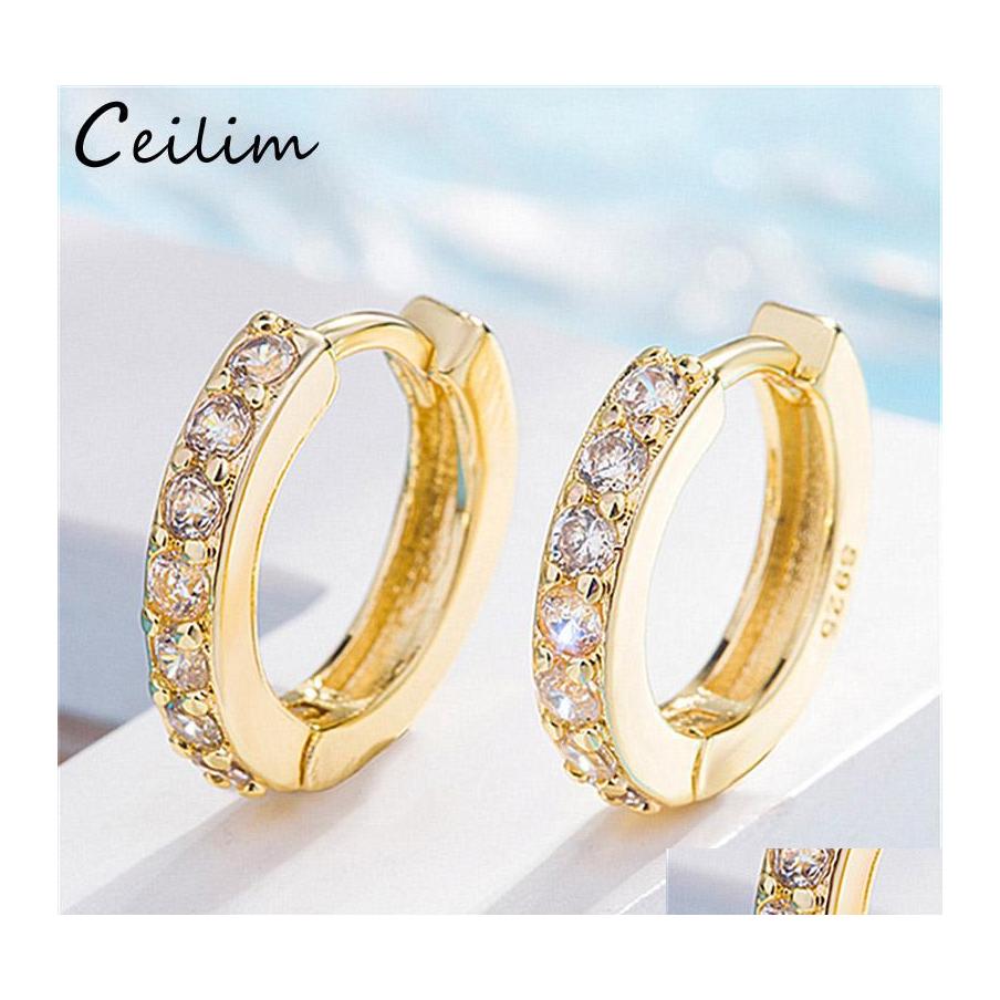 

Ear Cuff Trendy Cubic Zirconia Crystal Small Round Earrings For Women Gold And Sier Plated Rhinestone Clip Earring Without Piercing Othrj