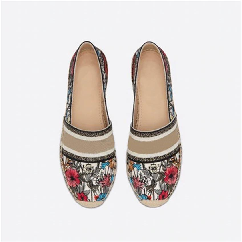 

2021 Luxurys Designers White Canvas flower plimsolls fisherman Shoes oblique Patchwork Women granville Espadrilles espadrille Low 292E, 12