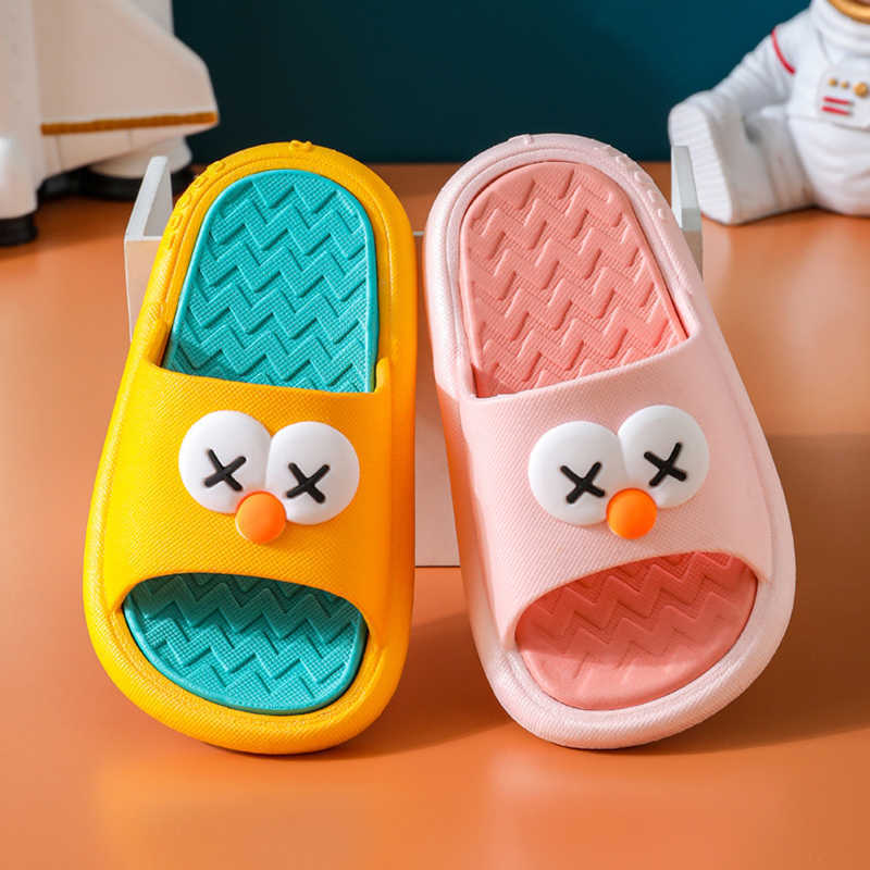 

s For Cartoon Indoor Bathroom Non-slip Home Shoes Baby Boy Slides Children Flat Slipper Kids Flip Flops Girls 0203, Yellow