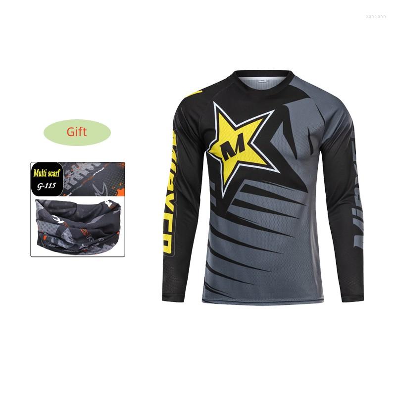 

Racing Jackets Outdoor Sports Top Mountain Bike Riding T-Shirt Quick Drying Men's Motorbike Long Sleeve Downhill Jersey Camiseta Hombre, Black