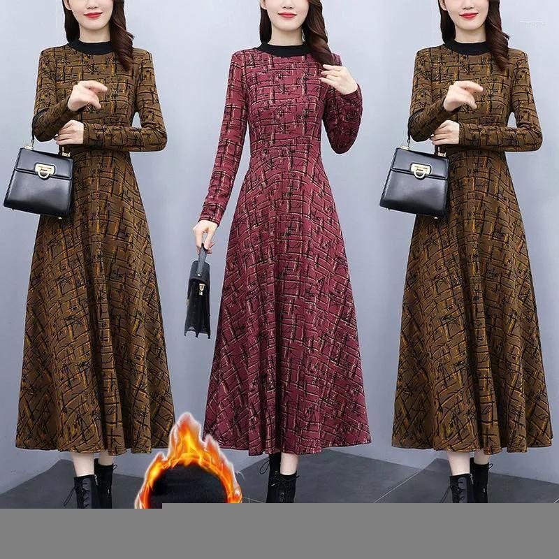 

Casual Dresses 2023 Elegant Bodycon Party Vestidos Women Print Long Autumn Winter Korean Vintage Dress Womens Clothes E781, Yellow