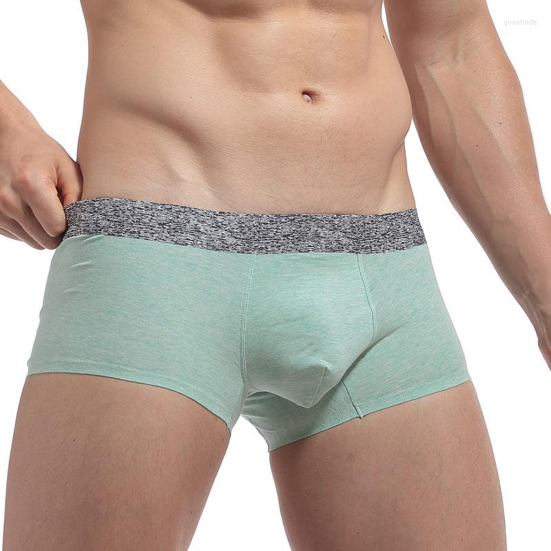 

Underpants Men's Underwear Solid Color Cotton Soft One-piece Softseamless U Puch Bad Design Sexy Boxers, Beige