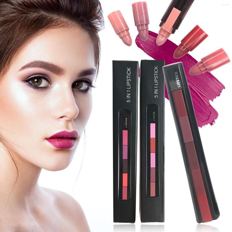 

Lip Gloss 5 In 1 Lipstick Multicolor Combination Lipsticks Velvety High Pigment Makeup Non Peel And Reveal Tinted