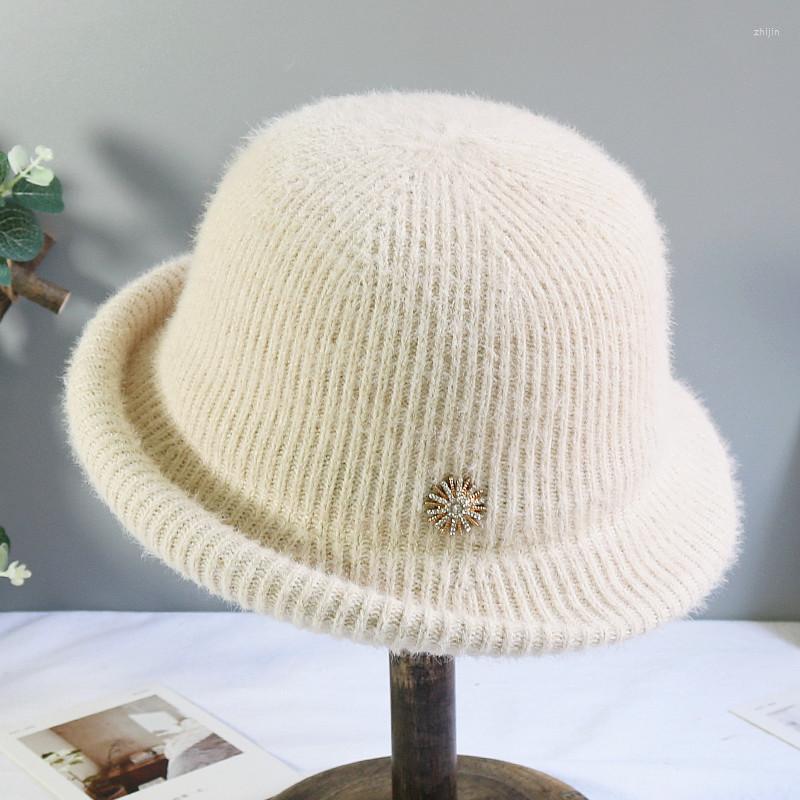 

Berets 2023 Fashion Wool Elegant Women Hat Dome Short Brim Hats Female British Retro Autumn Winter Basin Cap Faux Velvet