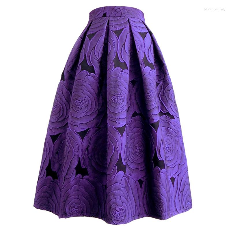 

Skirts Spring 2023 D Embroidered Rose Jacquard Ball Gown Women High Waist Party Umbrella, Purple