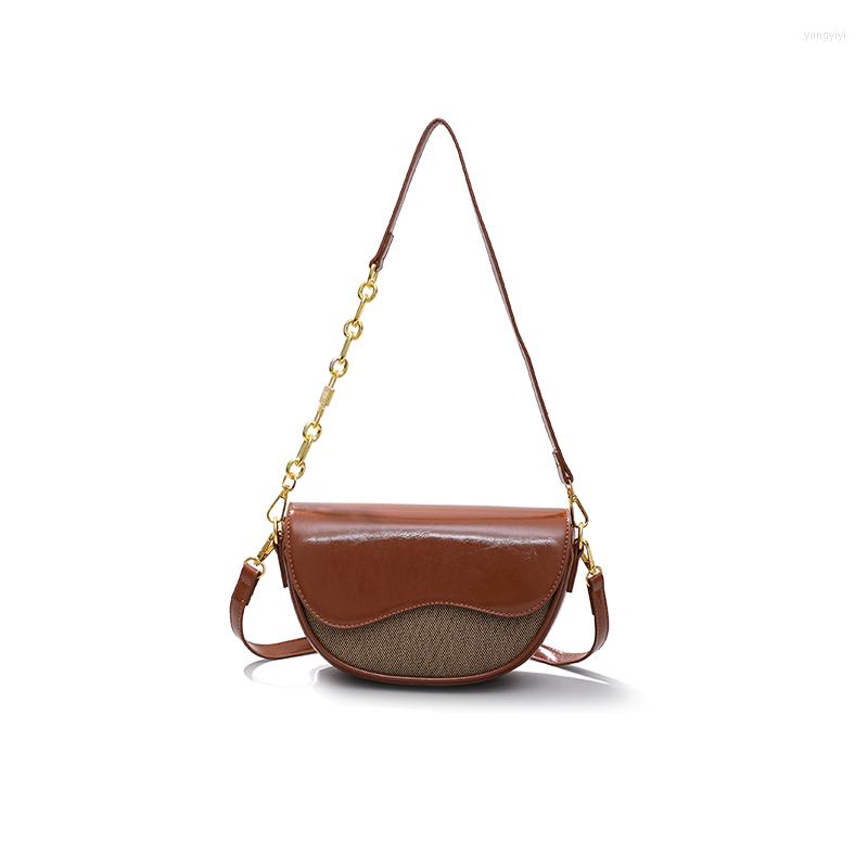 

Duffel Bags Maxdutti 2023 Ins Fashion Bag Women Blogger Color Contrast Casual Saddle Messenger, Black