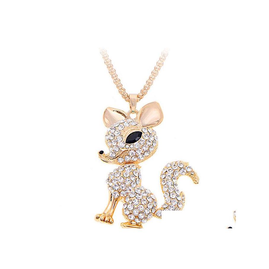 

Pendant Necklaces Rhinestone Sweater Animal Necklace For Women Crystal Drop Delivery Jewelry Pendants Dhpk8