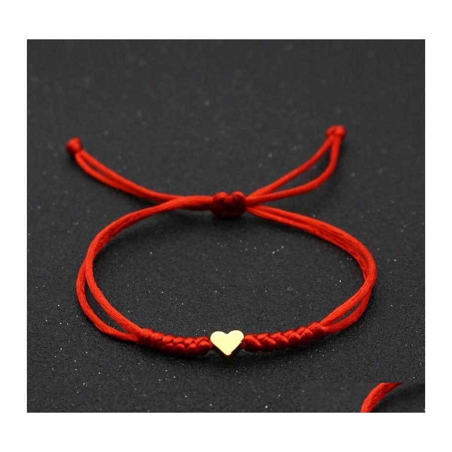 

Charm Bracelets Gold Sier Love Heart Bracelet Couple Wish Lucky Red String Braided Adjustable For Women Men Jewelry Drop Delivery Otfuh