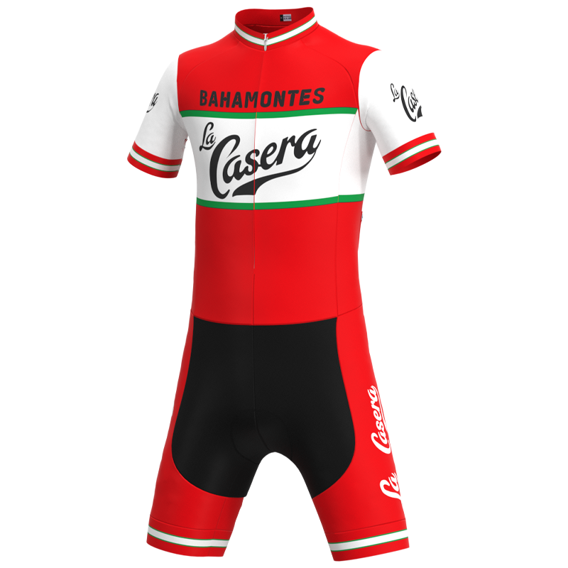 

Racing Sets 1973 Competition Spain La Caser Team Retro Man Cycling Jumpsuit Jersey Triathlon Bike Siamese Hombre, Cap