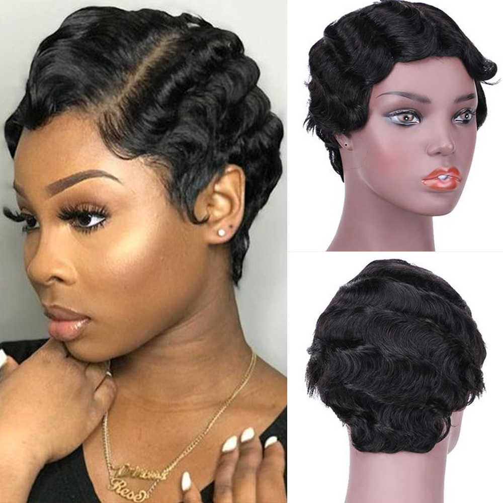 

Lace Wigs 150% Short Bob Human Highlight Virgin Hair Pixie Cut Body Wave Cheap Natural Remy Indian 230106, Ombre color