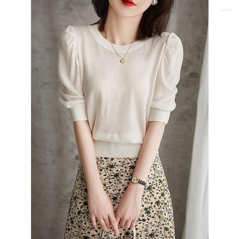 

Women' T Shirts 2023 Woman Thin Knitted Shirt Female Short Sleeve Summer Tops Clothes Ladies Fashion Casual Skinny Slim Solid Color Top A78, Black