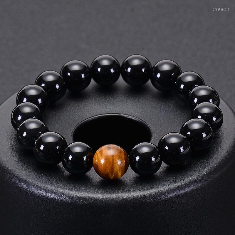 

Strand Fashion Bracelet Obsidian Tiger Eye Stone Bracelets For Men Natural Beads Man Charm Yoga Jewelry Gift