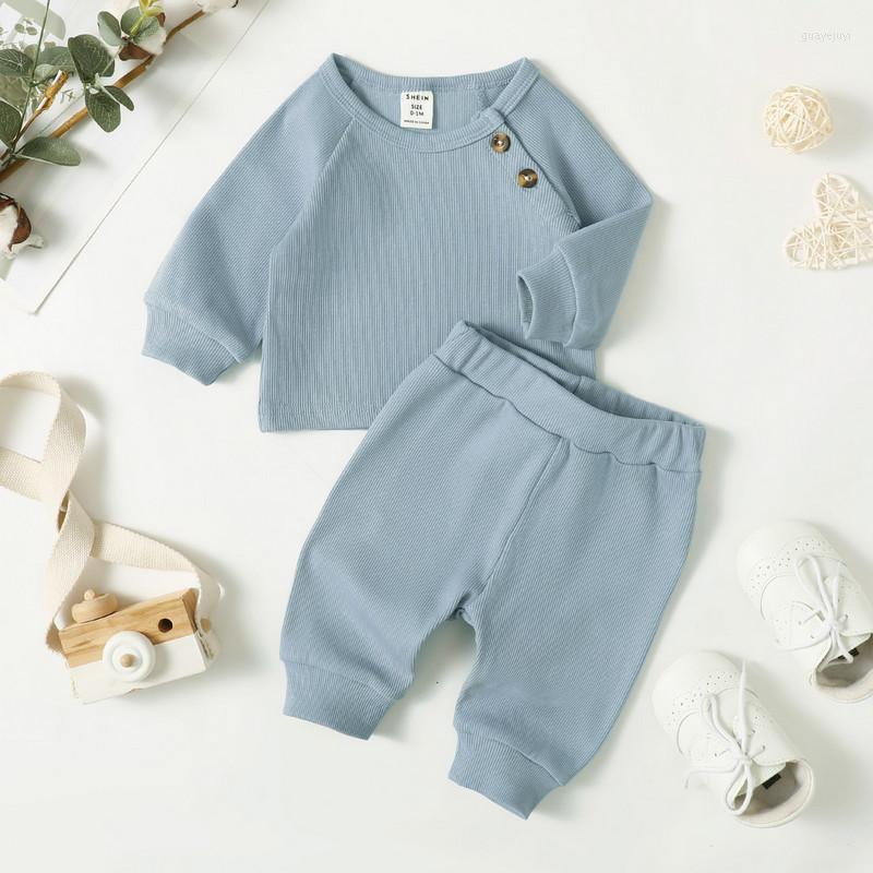 

Clothing Sets Born Baby Boys Clothes Pants Set Long Sleeve Crew Neck Button Closure T-shirt With Elastic Waist