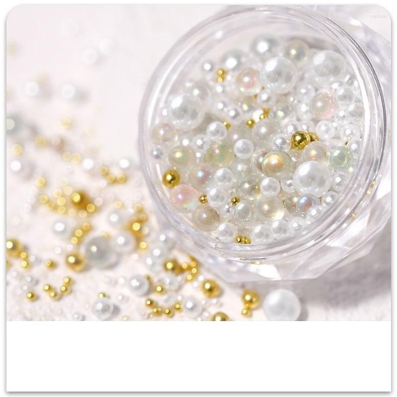 

Nail Art Decorations 1 Box 3D AB Pearl Rhinestones Jewelry Glitter Diamond Ballet Decoration On Nails Steel Beads Charms Stone Accessories