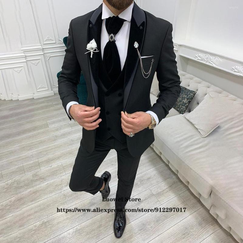

Men's Suits Fashion Double Collar For Mens Slim Fit 3 Piece Jacket Vest And Pants Set Formal Groom Wedding Tuxedo Male Business Blazer, White