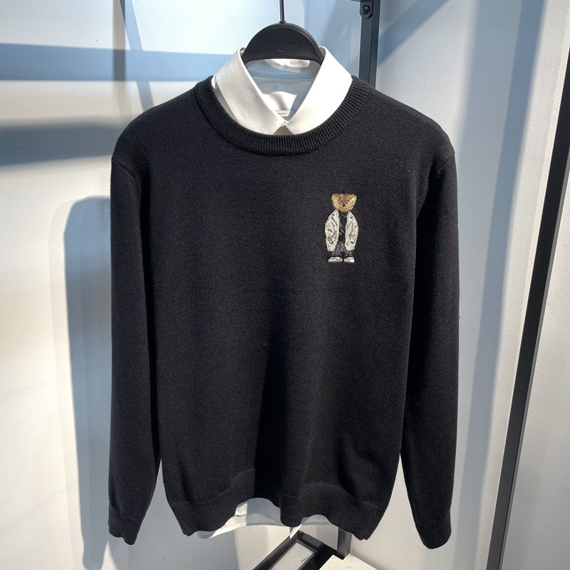 

Men's Sweaters RL Bear Embroidered Knit Pullover Casual Streetwear Unisex Sweater Fashion Vintage High Quality Men 230203